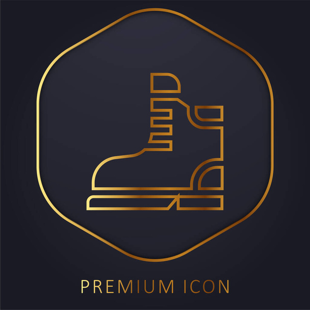 Botas de línea dorada logotipo premium o icono - Vector, Imagen