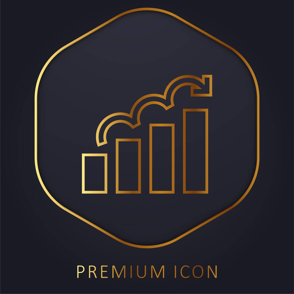 Bar Chart golden line premium logo or icon - Vector, Image