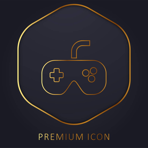Negro Gamepad línea de oro logotipo premium o icono - Vector, imagen