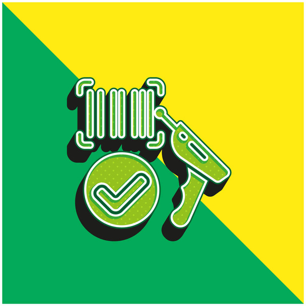 Codice a barre Logo icona vettoriale 3D moderna verde e gialla - Vettoriali, immagini