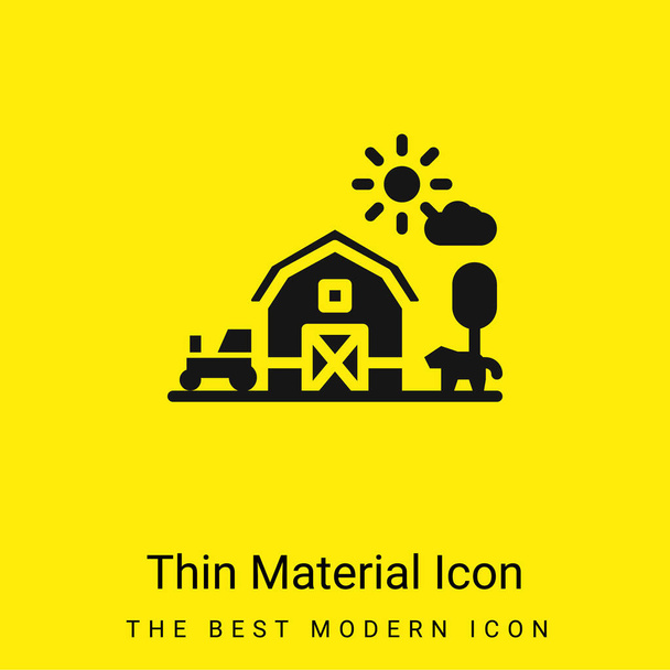 Fienile icona materiale giallo brillante minimo - Vettoriali, immagini