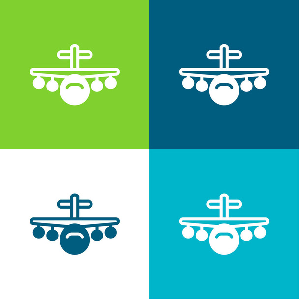 Aeroplane Flat four color minimal icon set - Vector, Image