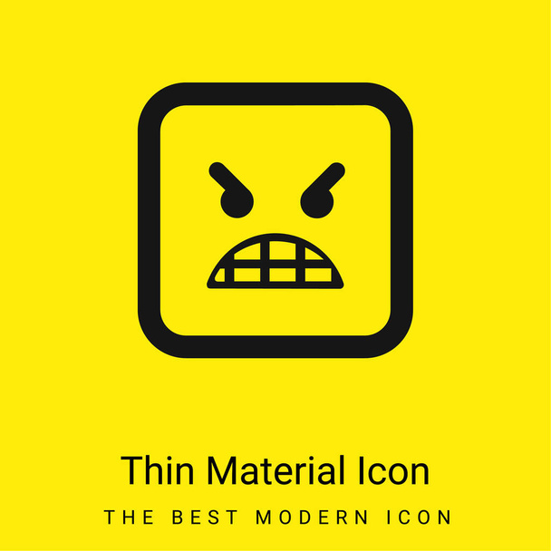 Wütendes Emoticon Gesicht minimal leuchtend gelbes Material-Symbol - Vektor, Bild