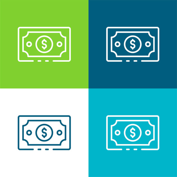 Bankjegy Lakás négy szín minimális ikon készlet - Vektor, kép