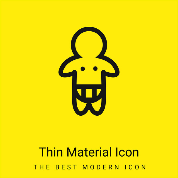 Baby Wearing Pañal Solo contorno mínimo icono de material amarillo brillante - Vector, imagen