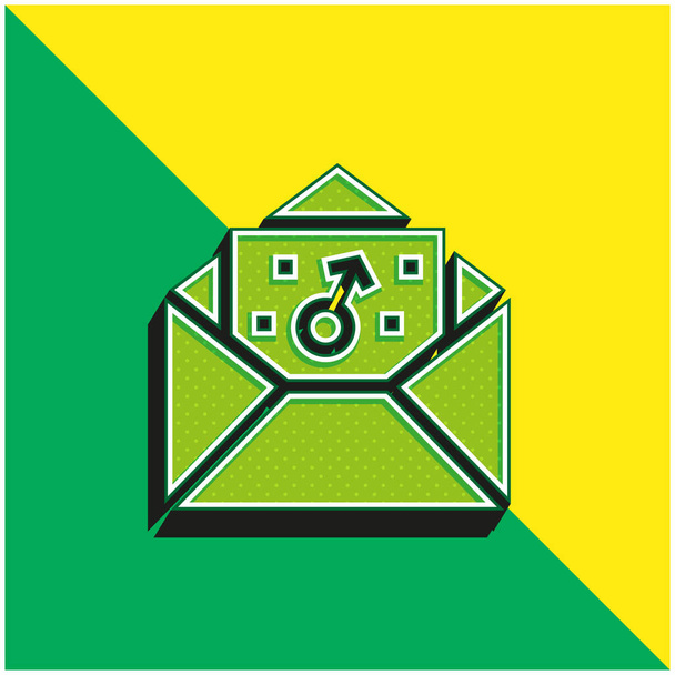 男の子緑と黄色の現代的な3Dベクトルアイコンのロゴ - ベクター画像
