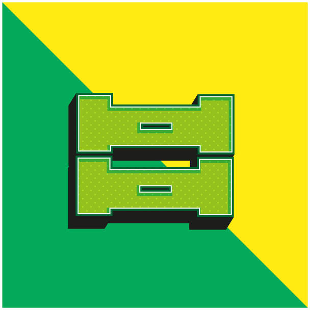 Caixas para dados Verde e amarelo moderno logotipo do ícone do vetor 3d - Vetor, Imagem