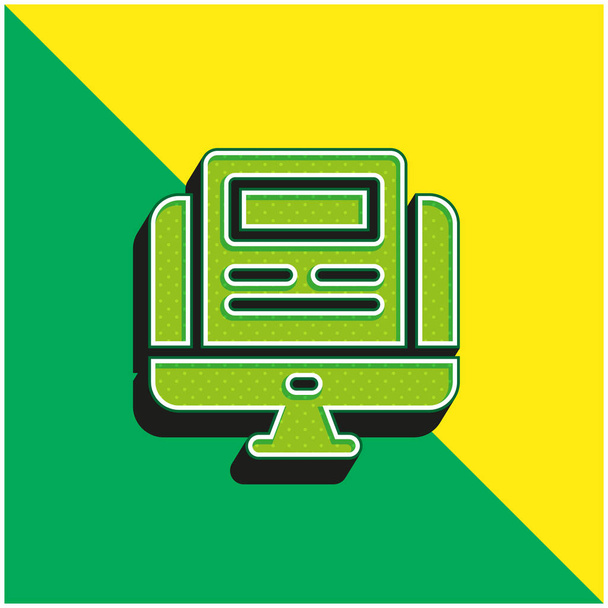 Artigo logotipo moderno verde e amarelo do ícone do vetor 3d - Vetor, Imagem