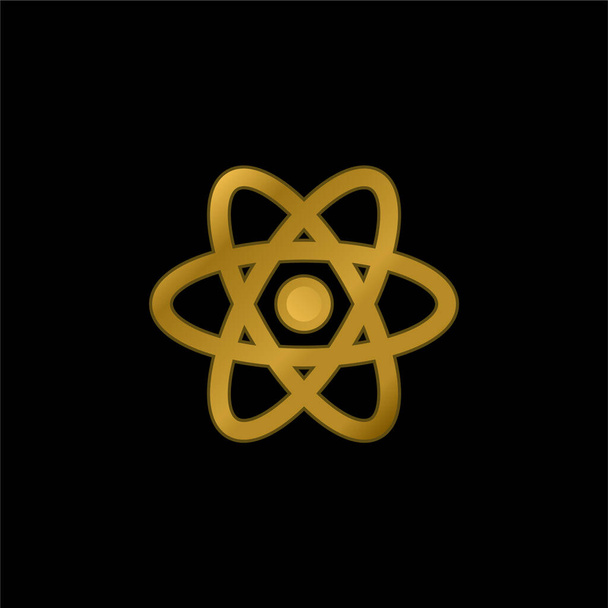 Atom pozłacany metaliczna ikona lub wektor logo - Wektor, obraz