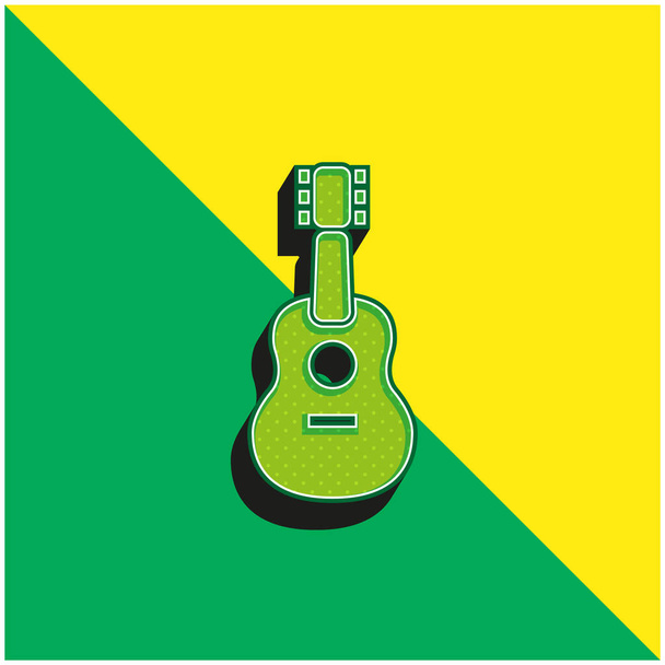 アコースティックギターグリーンとイエローのモダンな3Dベクトルアイコンのロゴ - ベクター画像
