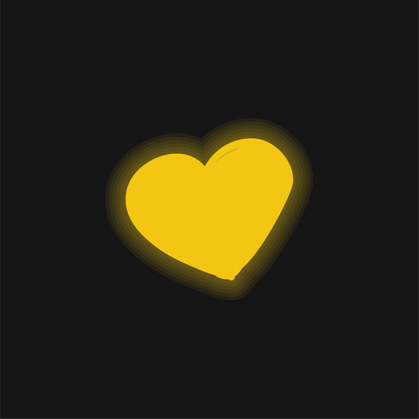 Basic Heart sárga izzó neon ikon - Vektor, kép