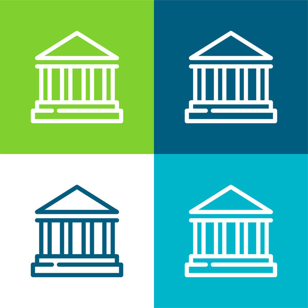 Банковский знак Плоский четырехцветный минимальный набор значков - Вектор,изображение