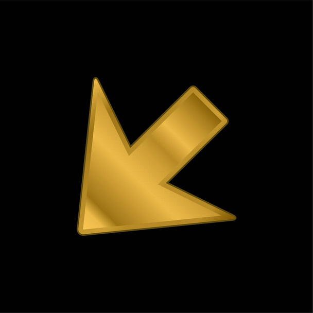 Flecha Señalando Izquierda Abajo chapado en oro icono metálico o logo vector - Vector, Imagen