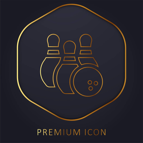 Bolos línea de oro logotipo premium o icono - Vector, Imagen