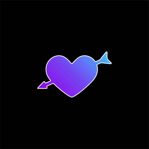 Flecha y corazón azul gradiente icono de vector - Vector, Imagen