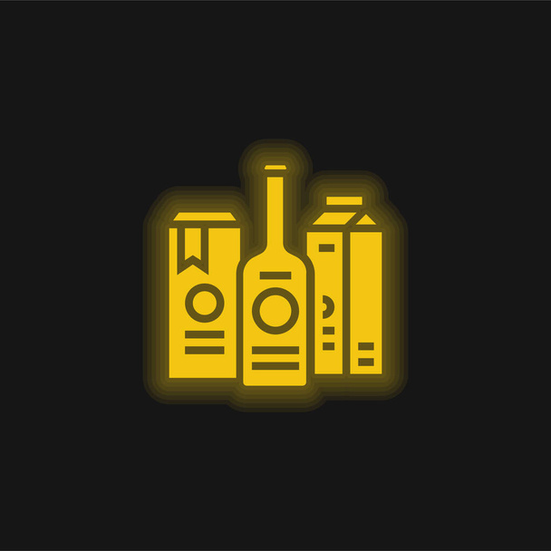 Márkás sárga ragyogó neon ikon - Vektor, kép