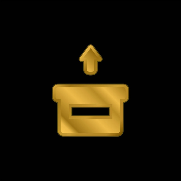 Skrzynka pozłacana metaliczna ikona lub wektor logo - Wektor, obraz