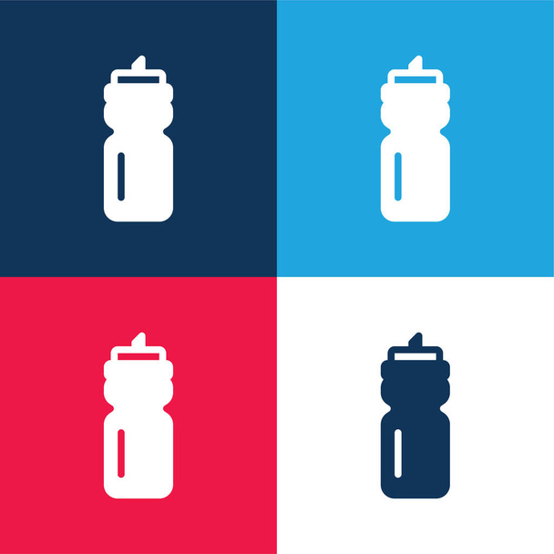Flasche blau und rot vier Farben minimales Symbol-Set - Vektor, Bild