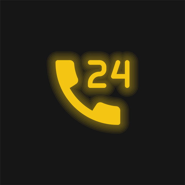 24時間黄色の輝くネオンアイコン - ベクター画像