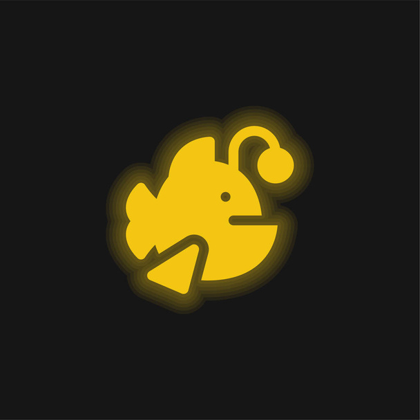 Anglerfish yellow glowing neon icon - Vector, Image
