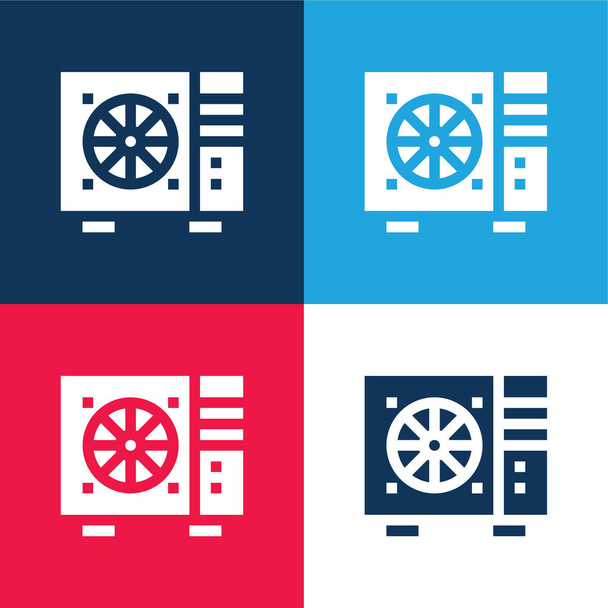 Klimatyzator niebieski i czerwony zestaw czterech kolorów minimalny zestaw ikon - Wektor, obraz