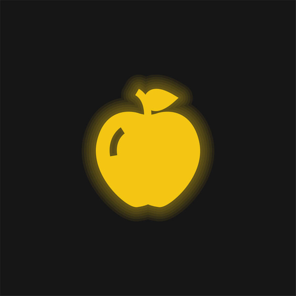 Alma sárga izzó neon ikon - Vektor, kép