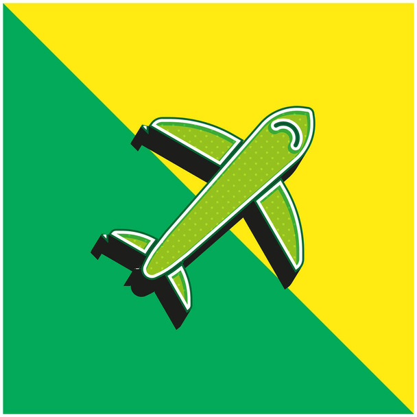 Avion Logo vectoriel 3D moderne vert et jaune - Vecteur, image