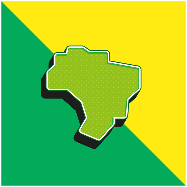 Brasilia Vihreä ja keltainen moderni 3d vektori kuvake logo - Vektori, kuva