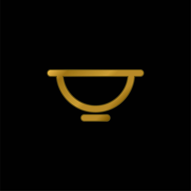 Bowl chapado en oro icono metálico o logo vector - Vector, Imagen