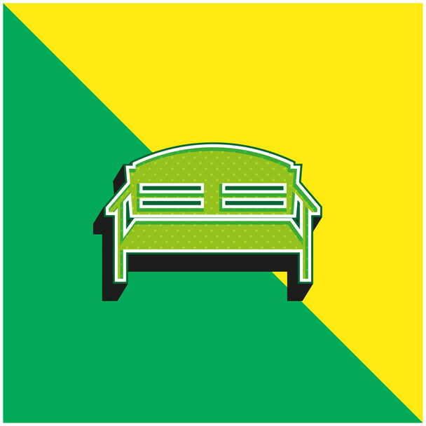 ベンチグリーンと黄色のモダンな3Dベクトルアイコンのロゴ - ベクター画像