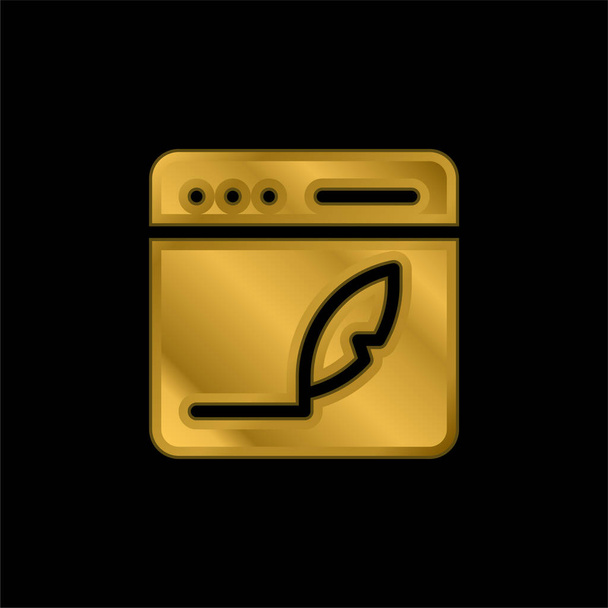 Blog chapado en oro icono metálico o logo vector - Vector, imagen