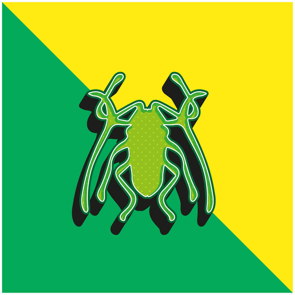 Beetle Insect Trictenotomidae Πράσινο και κίτρινο σύγχρονο 3d διάνυσμα εικονίδιο λογότυπο - Διάνυσμα, εικόνα