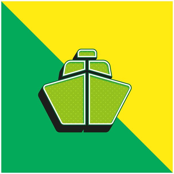 Boat Green and yellow modern 3d vector icon logo - Vector, Image