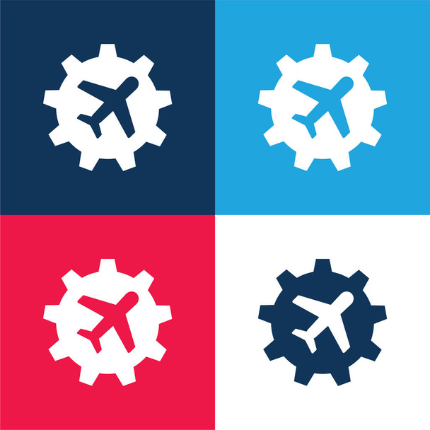 Aeroplane синій і червоний чотири кольори мінімальний набір піктограм
 - Вектор, зображення