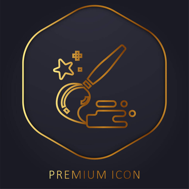 Obra de arte línea de oro logotipo premium o icono - Vector, Imagen