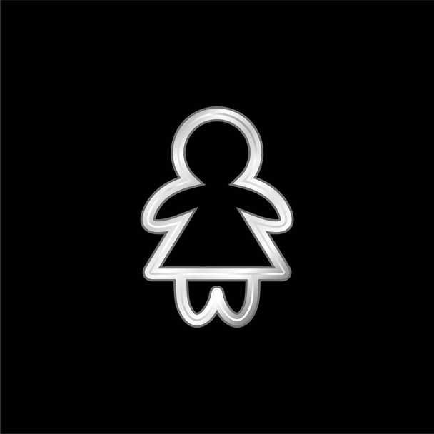 Baby Girl Outline versilbertes Metallic-Symbol - Vektor, Bild