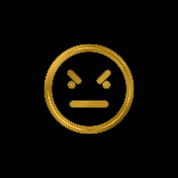 Kötü Duygu Simgesi Yüzü Altın Kaplama Metal Simge veya logo Vektörü - Vektör, Görsel