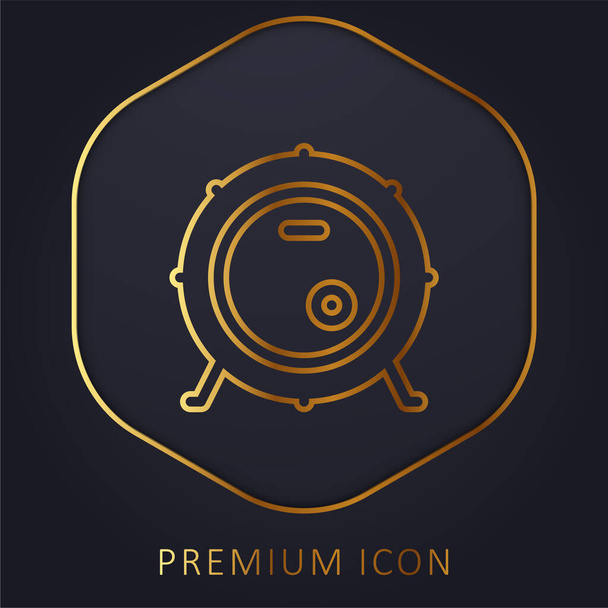 Bass Drum golden line premium logo or icon - Vector, Image