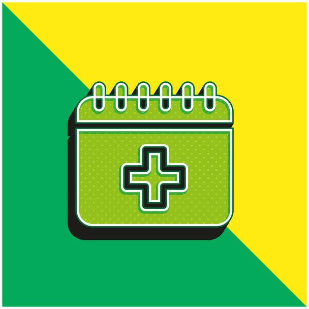 Cita verde y amarillo moderno vector 3d icono del logotipo - Vector, Imagen