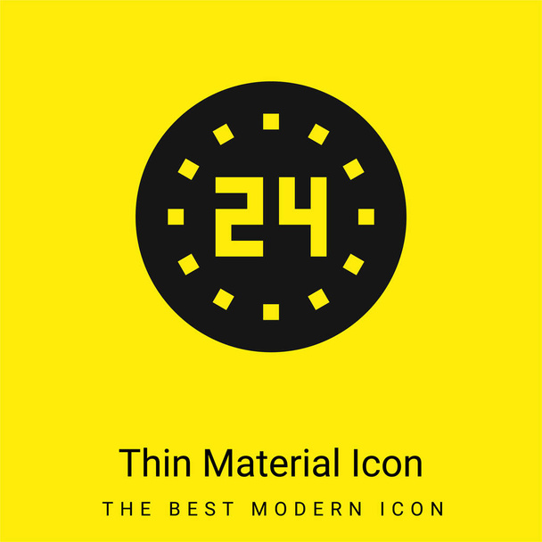 Icône matérielle jaune vif minimale de 24 heures - Vecteur, image