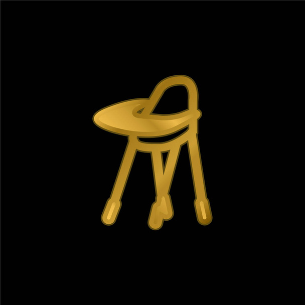 Silla de alimentación para bebés Variante chapado en oro icono metálico o logo vector - Vector, Imagen
