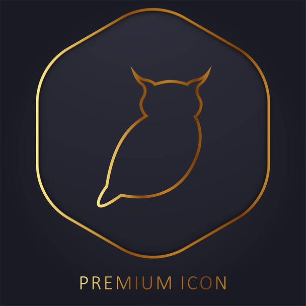 Gran búho línea dorada logotipo premium o icono - Vector, Imagen