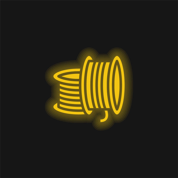 3d Printing Filament geel gloeiende neon pictogram - Vector, afbeelding
