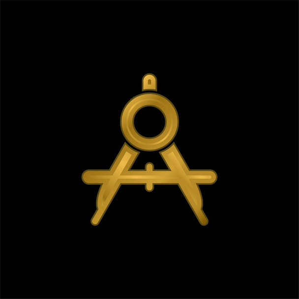 Big Compass Open vergoldetes Metallic-Symbol oder Logo-Vektor - Vektor, Bild