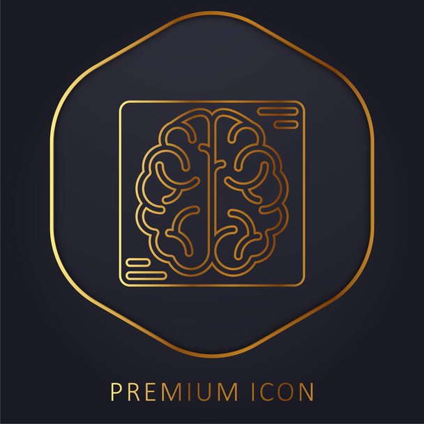 Złota linia mózgu logo premium lub ikona - Wektor, obraz