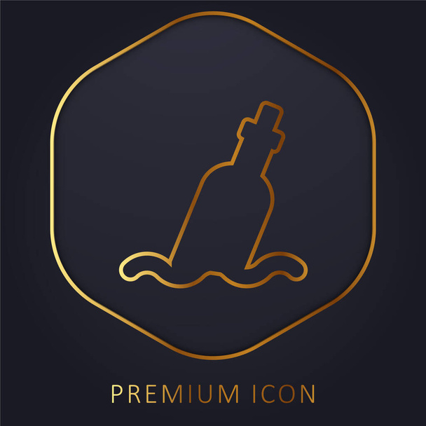 Botella de línea dorada logotipo premium o icono - Vector, imagen