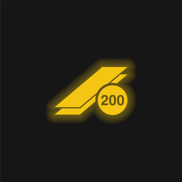 200 Imprime ícone de néon brilhante amarelo - Vetor, Imagem