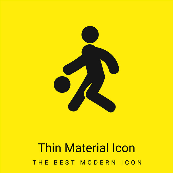 Jugador de baloncesto mínimo icono de material amarillo brillante - Vector, Imagen