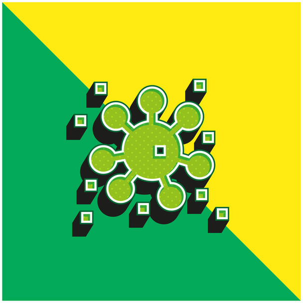 Bactérias Verde e amarelo moderno logotipo vetor 3d ícone - Vetor, Imagem