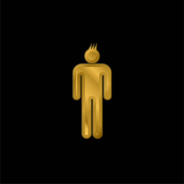 少年ゴールドメッキ金属アイコンやロゴベクトル - ベクター画像